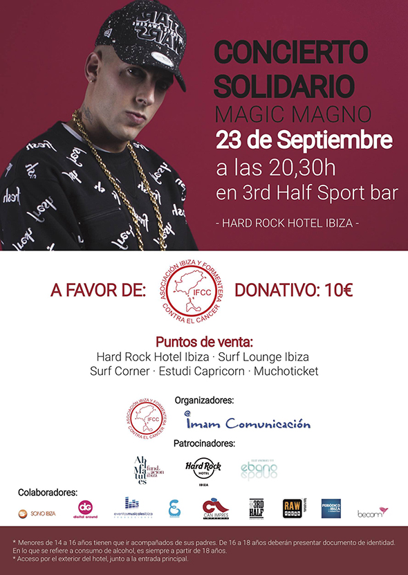 IFCC impulsará el 23 de septiembre un concierto solidario con el rapero Magic Magno en Hard Rock Hotel Ibiza